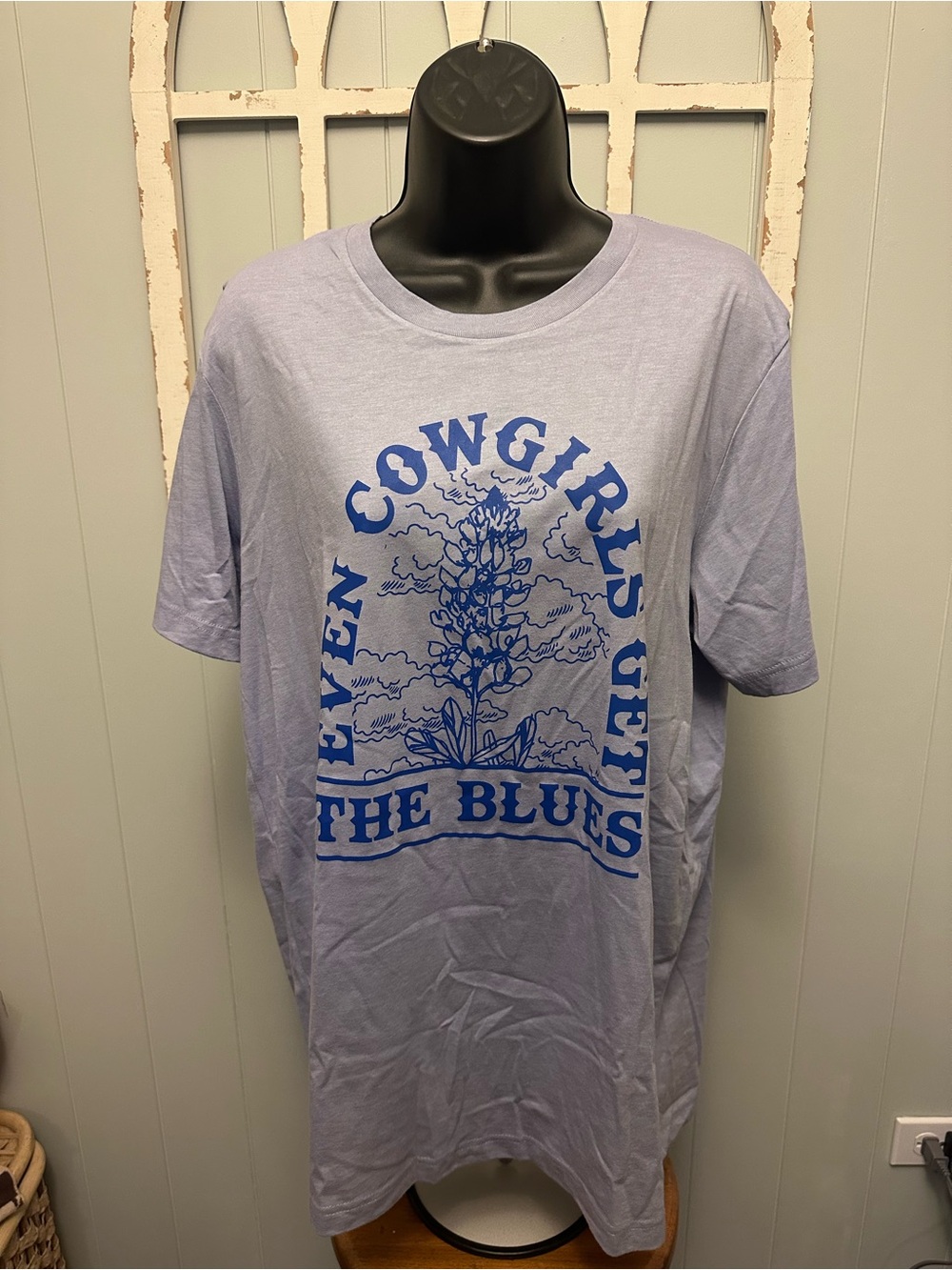Texas Bluebonnet Graphic 'Even Cowgirls Get the Blues' Light blue T-Shirt